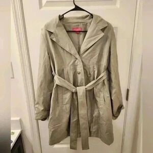 Liz Lange Maternity Trench Coat Tie Waist Light Weight Women Size M - Green
